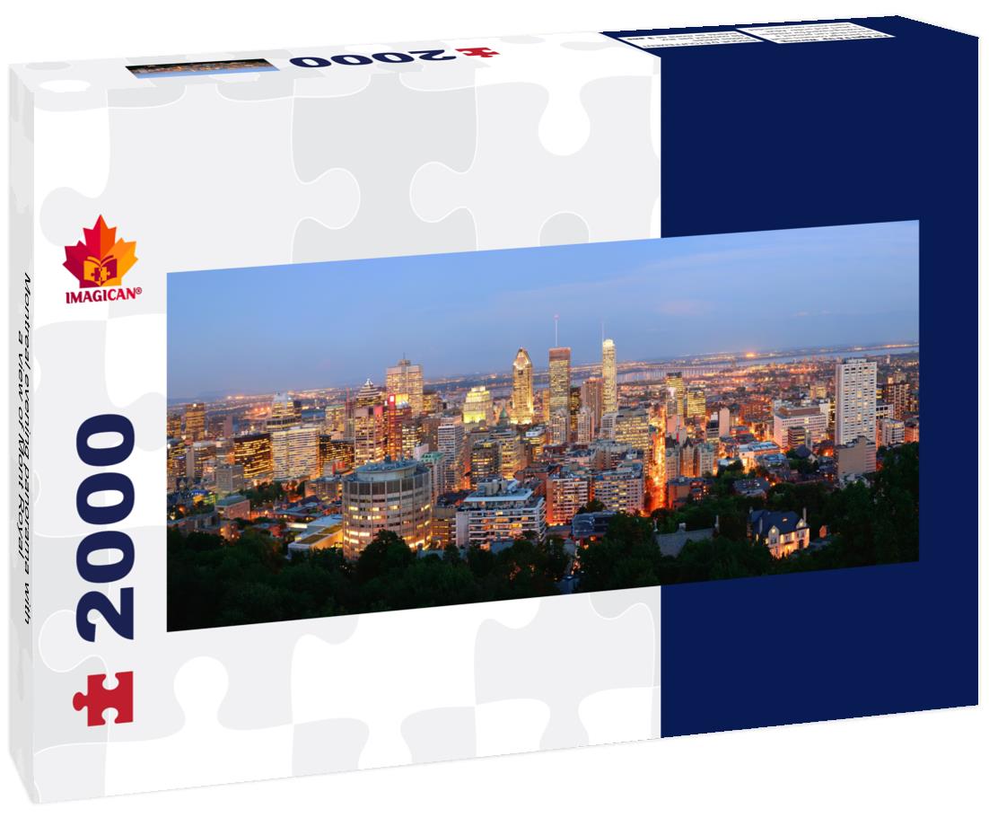 Montreal in the evening with a view of Mont Royal 2000pc Panoramic Puzzle