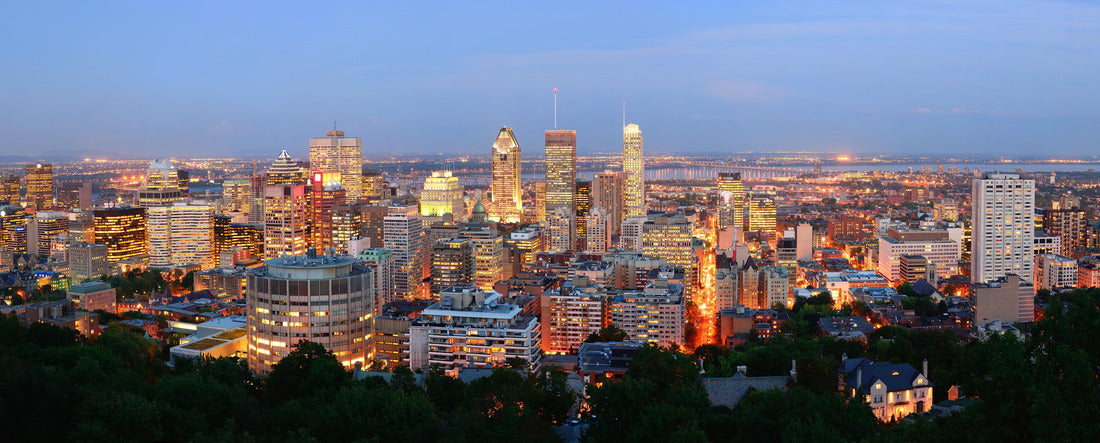 Montreal in the evening with a view of Mont Royal 2000pc Panoramic Puzzle