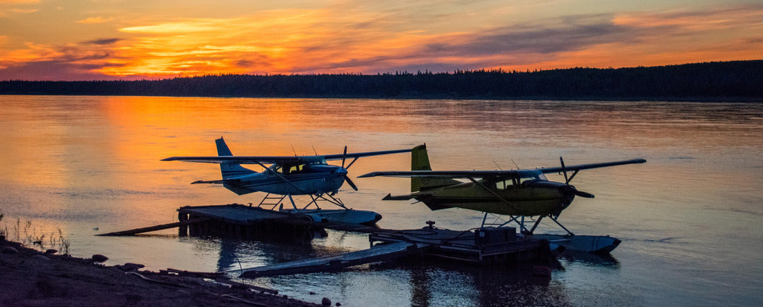 Evening sunset on the Dehcho (Big) River in Fort Simpson, NT 2000pc Panoramic Puzzle