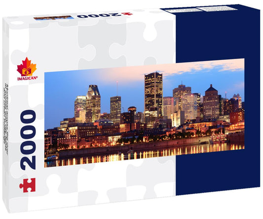 ImagiCan Jigsaw Puzzle Montreal over the river at sunset with city lights and buildings 2000 pieces panorama