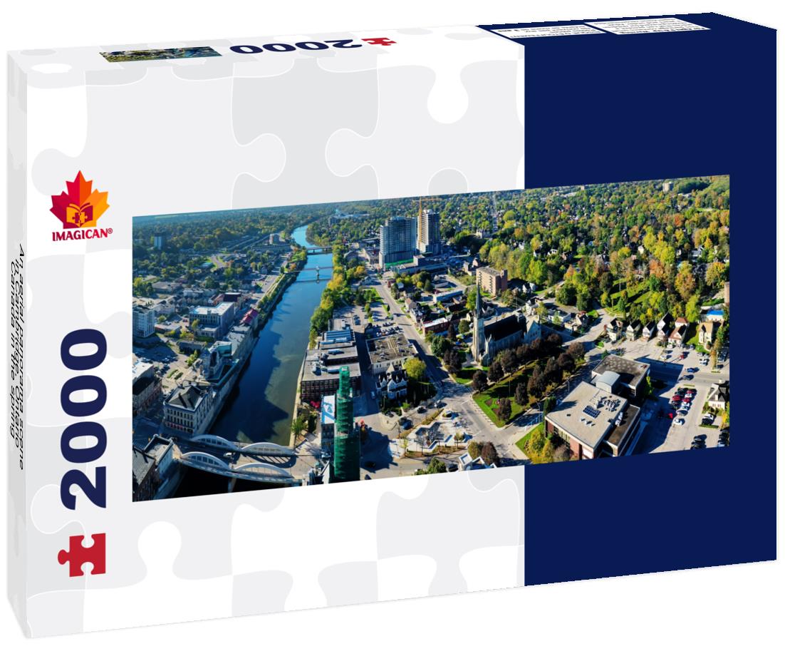 An Aerial scene in Cambridge, Ontario, Canada in the spring 2000pc Panoramic Puzzle