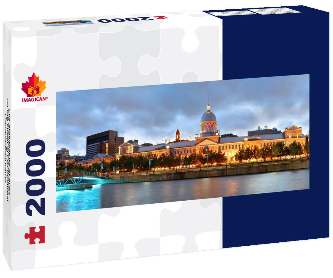 Old architecture at dusk on the street in Old Montreal, Canada 2000pc Panoramic Puzzle