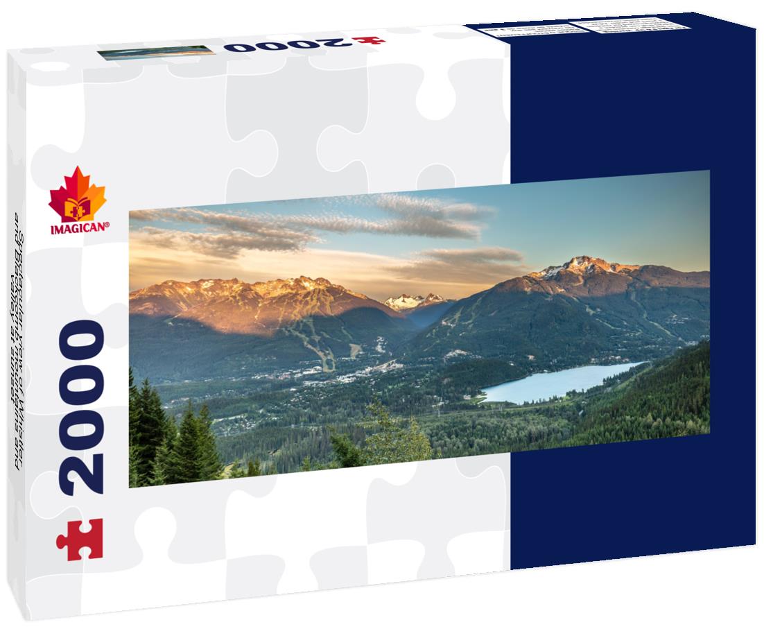 Spectacular view of Whistler and Blackcomb mountains and valley at sunset 2000pc Panoramic Puzzle