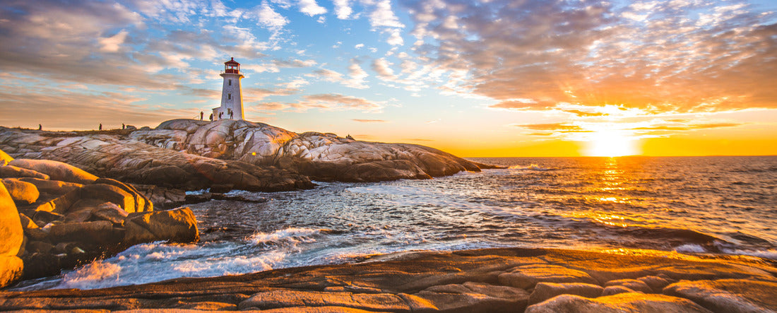 Peggy's Cove Hellhouse Sunset Ocean view landscape in Halifax, Nova Scotia 2000pc Panoramic Puzzle