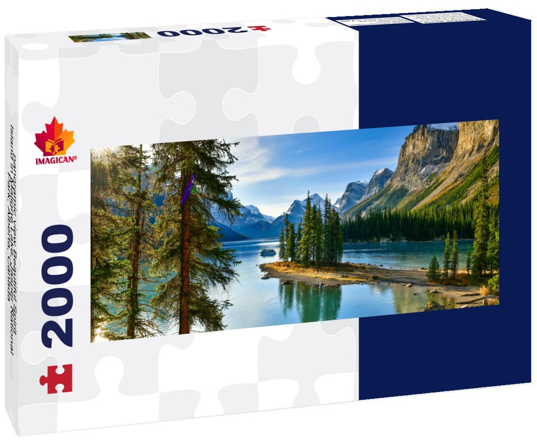 Spirit Island, Maligne Lake, Jasper National Park, Canada. Idyllic Landscape 2000pc Panoramic Puzzle