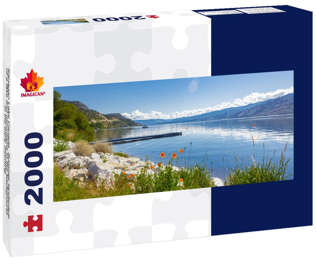 Kanagan Lake Canada. Summer lake and mountains in the background early morning 2000pc Panoramic Puzzle