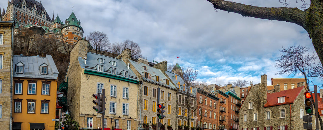 Lower Old Town (Basse-Ville) and Frontenac Castle - Quebec City, Quebec, Canada 2000pc Panoramic Puzzle