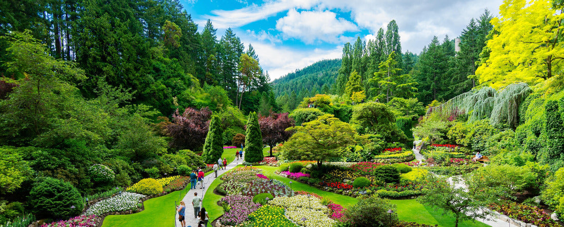 Victoria, British Columbia, Canada - tourists at Butchart Gardens Sunken Garden 2000pc Panoramic Puzzle