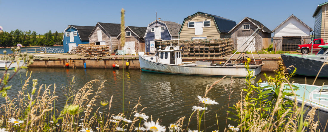 Boats docked at the fishing village near Cavendish, Prince Edward Island 2000pc Panoramic Puzzle