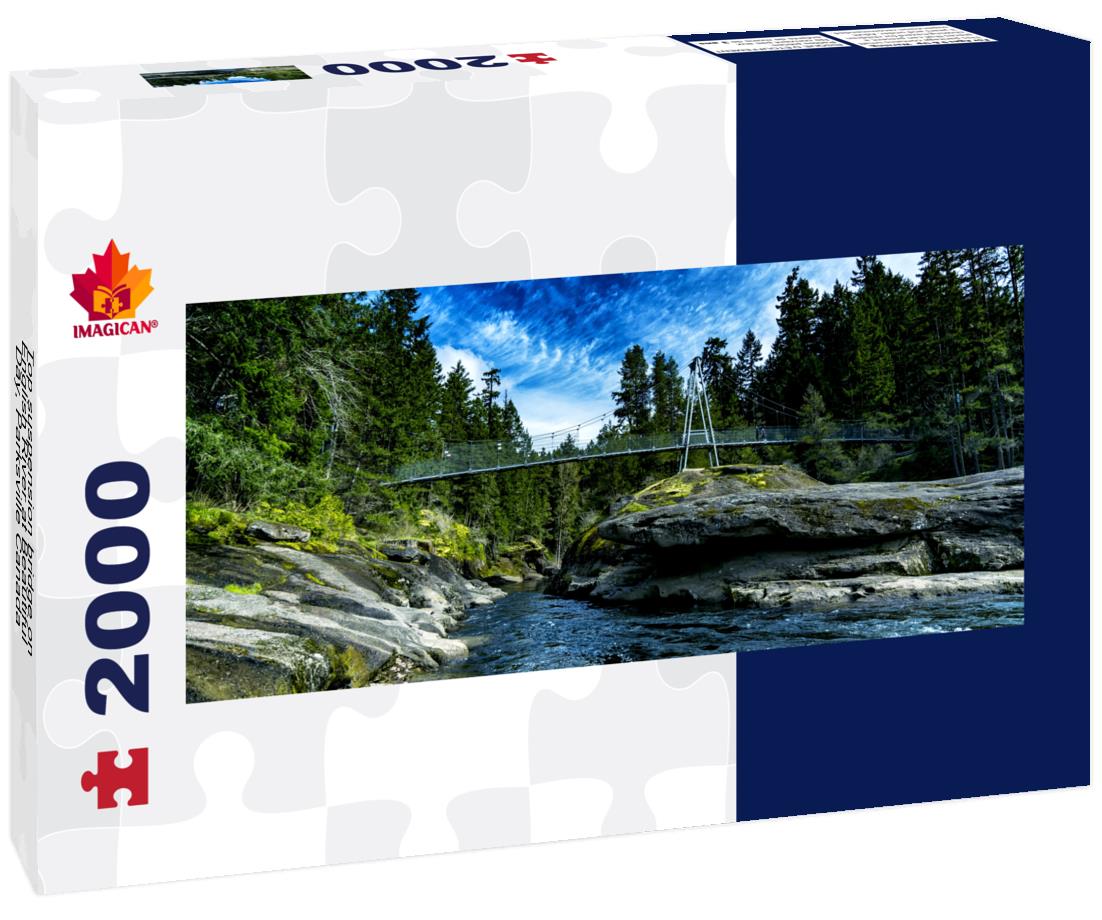 Top of the suspension bridge on English River on a beautiful day, Parksville 2000pc Panoramic Puzzle