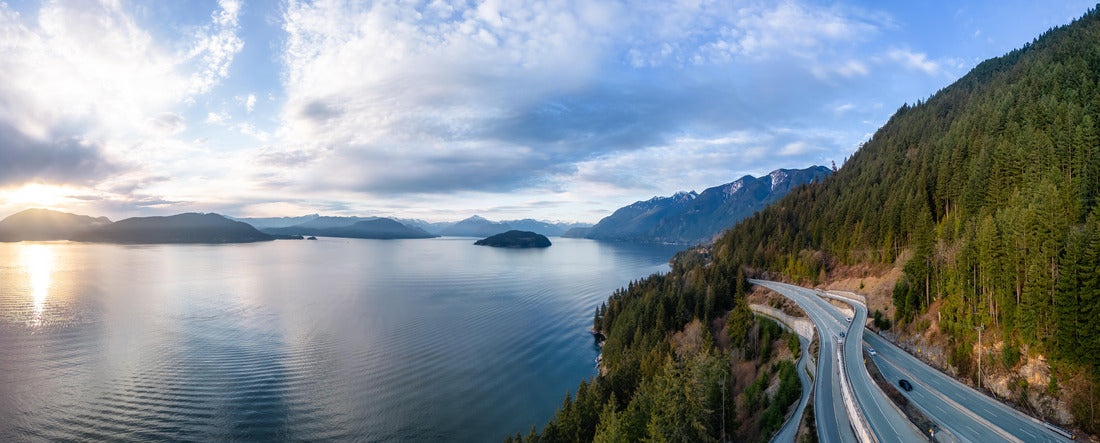 Sea to Sky Highway in Howe Sound, between Squamish and Vancouver, BC 2000pc Panoramic Puzzle