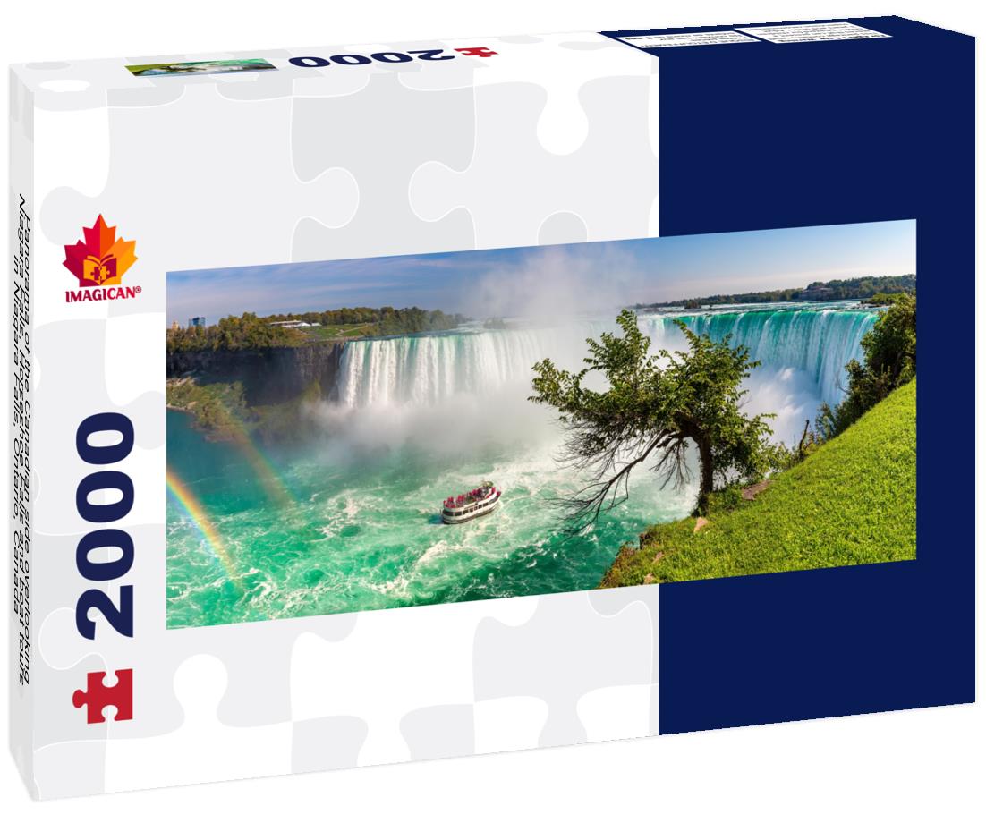 Niagara Falls, Horseshoe Falls and boat trips in Niagara Falls, Ontario 2000pc Panoramic Puzzle