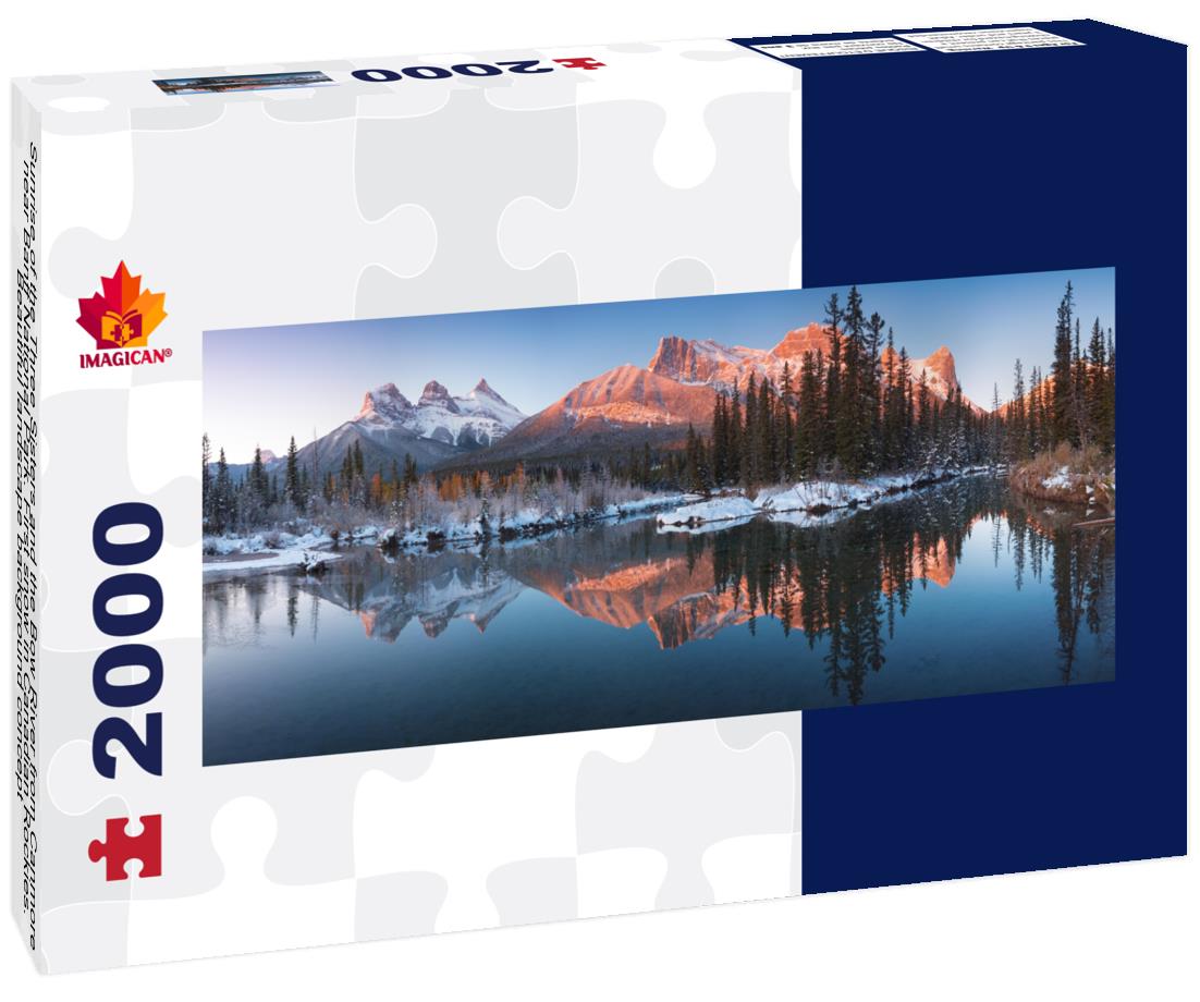 Sunrise of the Three Sisters and the Bow River from Canmore 2000pc Panoramic Puzzle