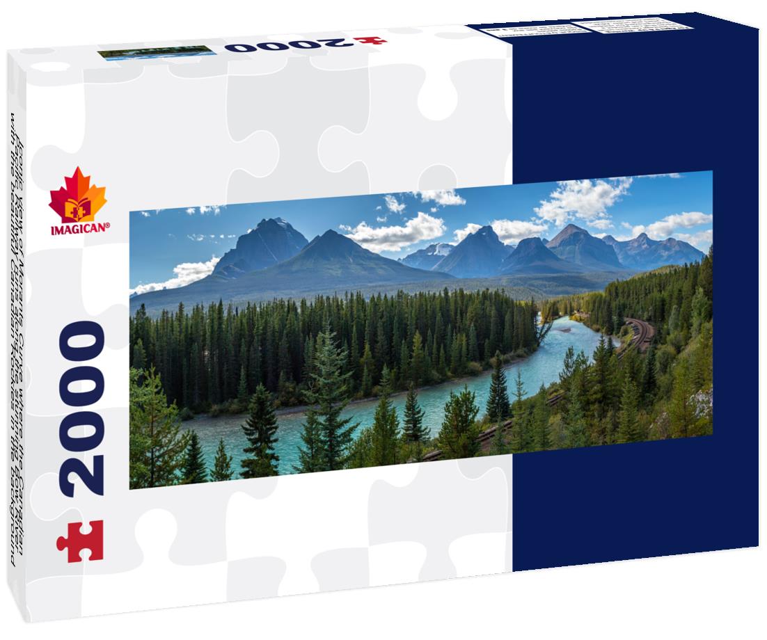 Iconic view of Morants Curve, Banff National Park, Alberta 2000pc Panoramic Puzzle