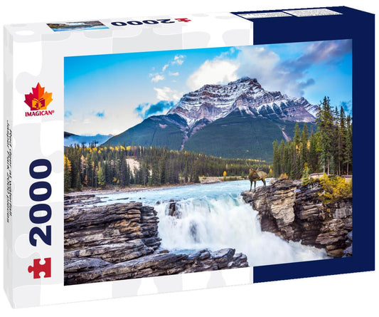 ImagiCan Jigsaw Puzzle Red deer at waterfall. Jasper Park 2000 pieces
