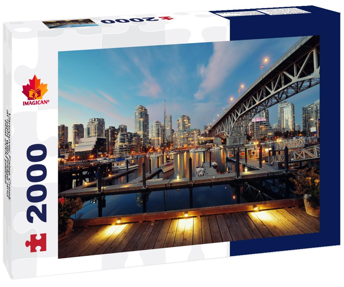 Vancouver False Creek at night with bridge and boat 2000pc Puzzle