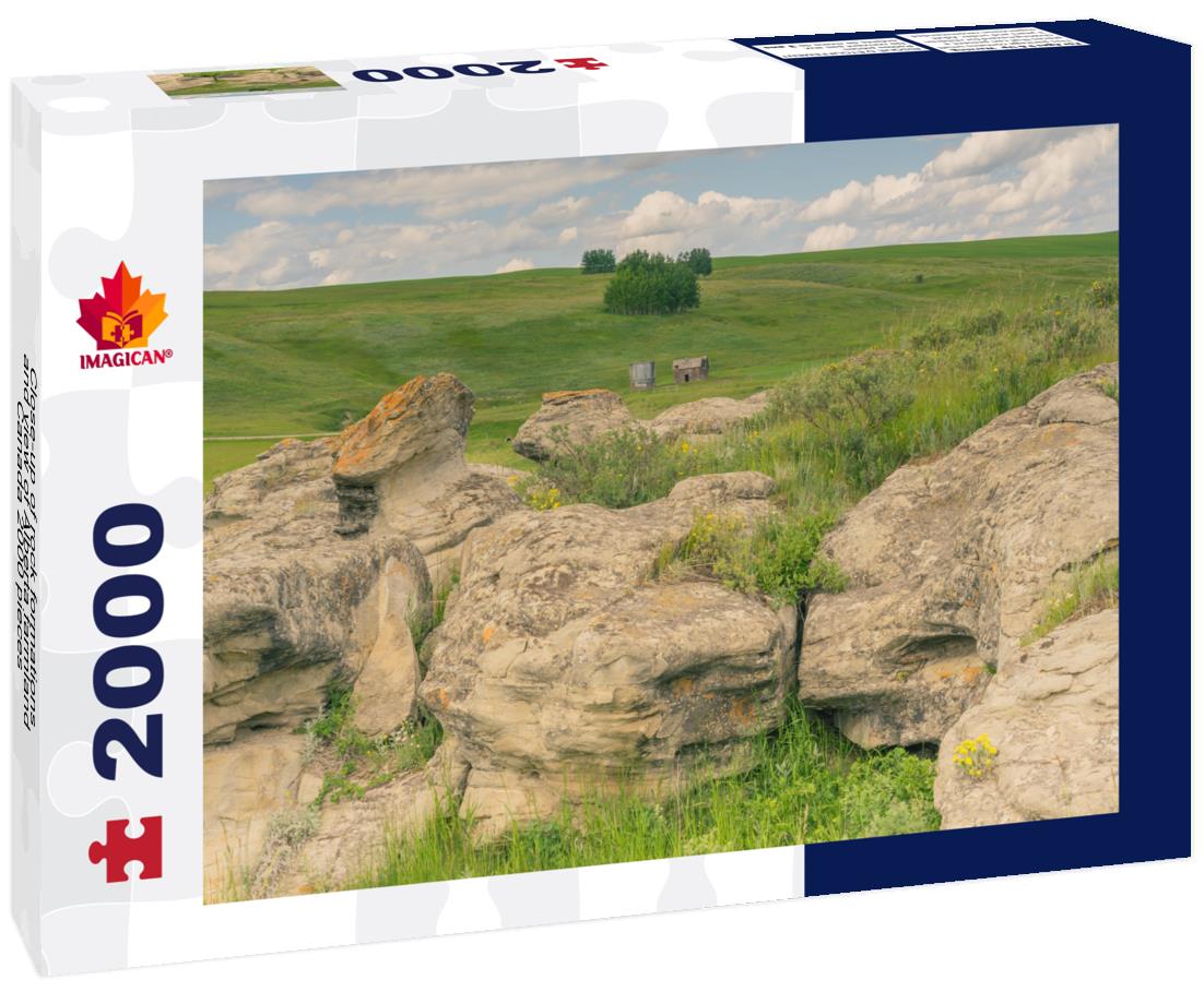 Close-up of rock formations and view of Alberta farmland, Canada 2000pc Puzzle