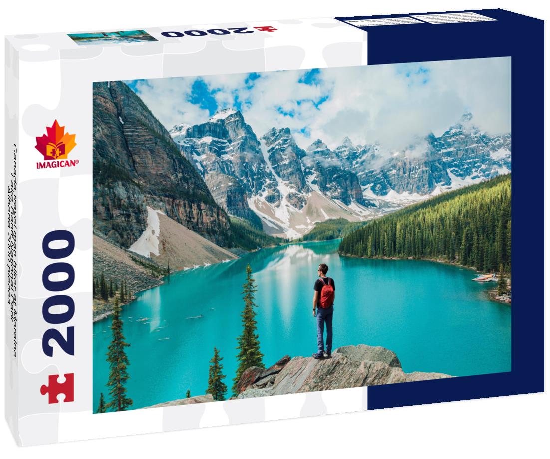 ImagiCan Jigsaw Puzzle Canada travel man hiker at Moraine Lake Banff National Park, Alberta 2000 pieces