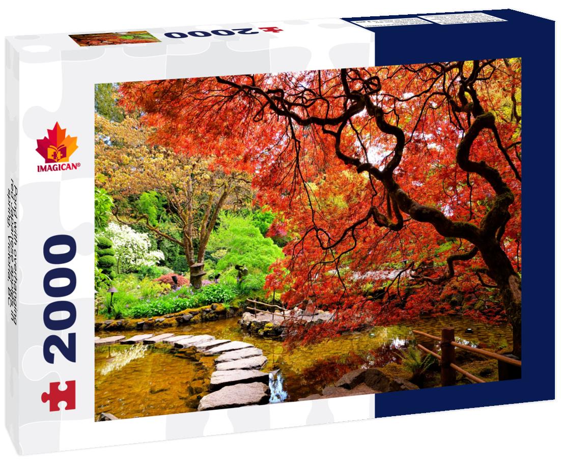 Pond with overhanging red Japanese apples in spring, Victoria, BC, Canada 2000pc Puzzle