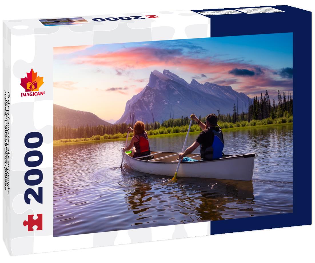 ImagiCan Jigsaw Puzzle Colored sunrise sky art render. In Vermilion Lakes, Banff, Alberta, Canada 2000 pieces
