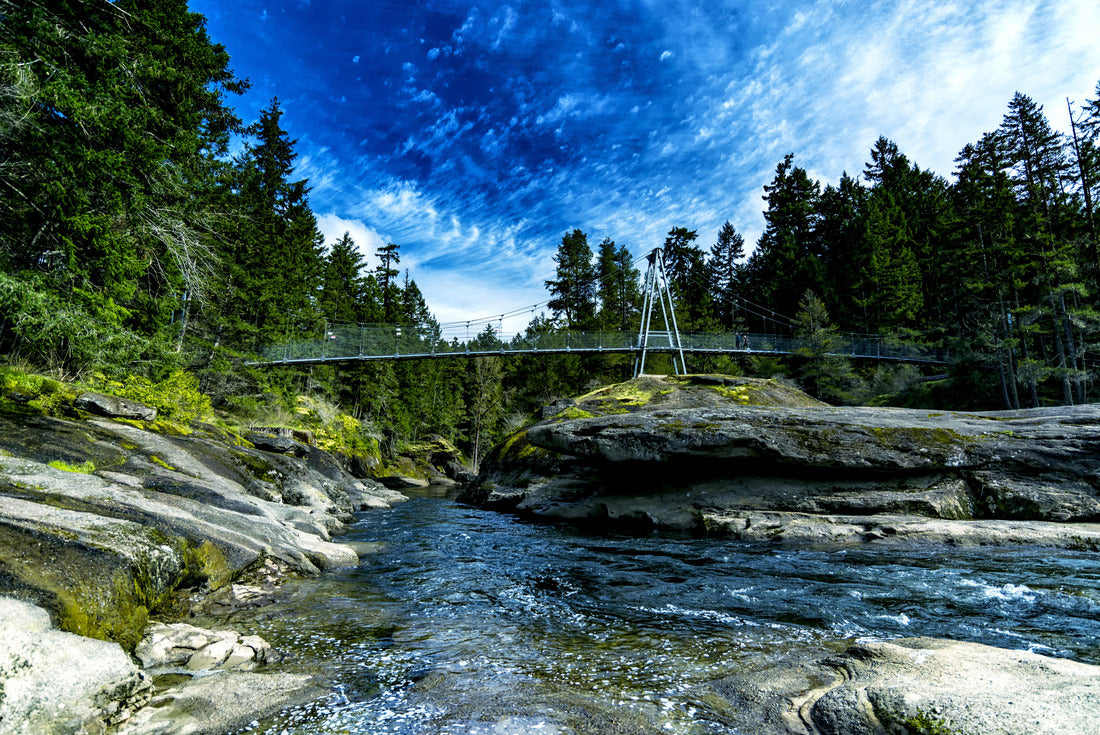 Top suspension bridge on the English River at Beautiful Day, Parksville Canada 2000pc Puzzle