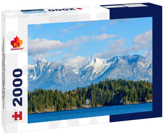 ImagiCan Jigsaw Puzzle View of the ocean, snow-capped mountains and rocks at Sechelt inlet in Vancouver 2000 pieces