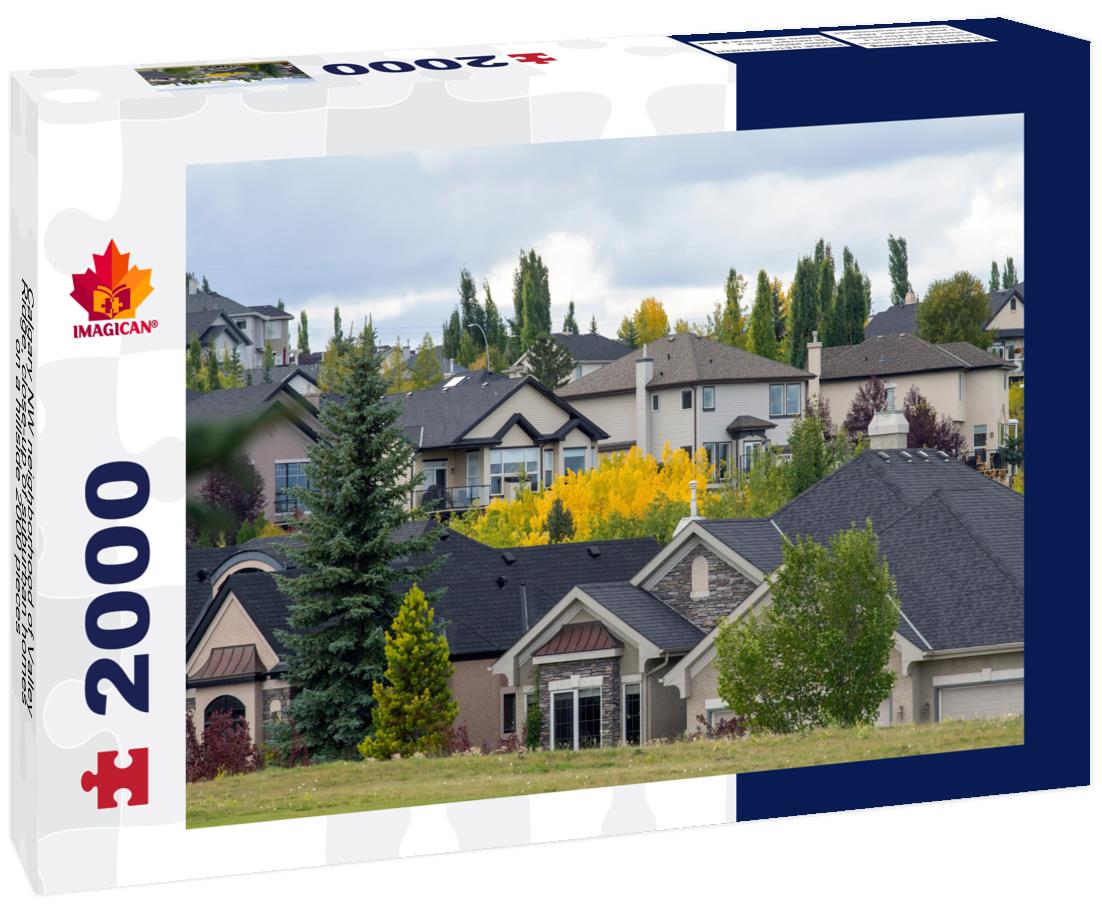 Calgary NW neighborhood of Valley Ridge, close-up of suburban homes on a hillside 2000pc Puzzle
