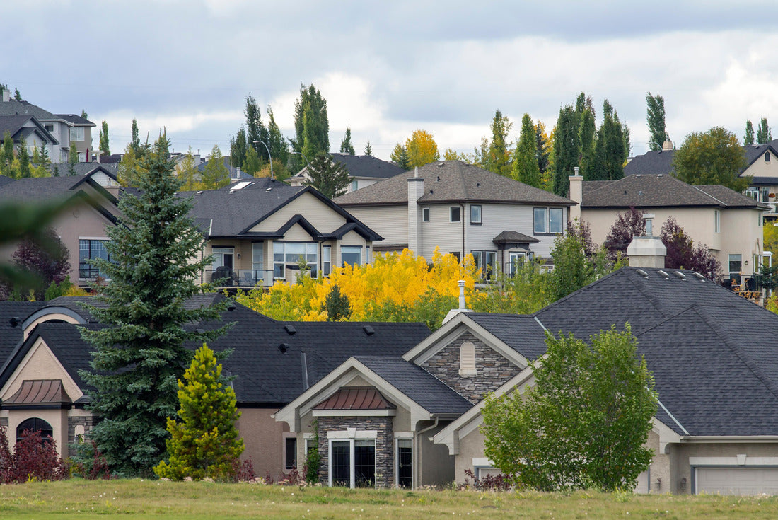 Calgary NW neighborhood of Valley Ridge, close-up of suburban homes on a hillside 2000pc Puzzle