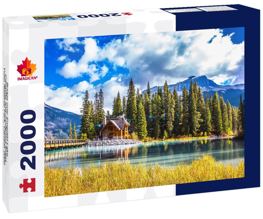 Bridge over Emerald Lake. Camping and coniferous forest. Yoho National Park, Canada 2000pc Puzzle