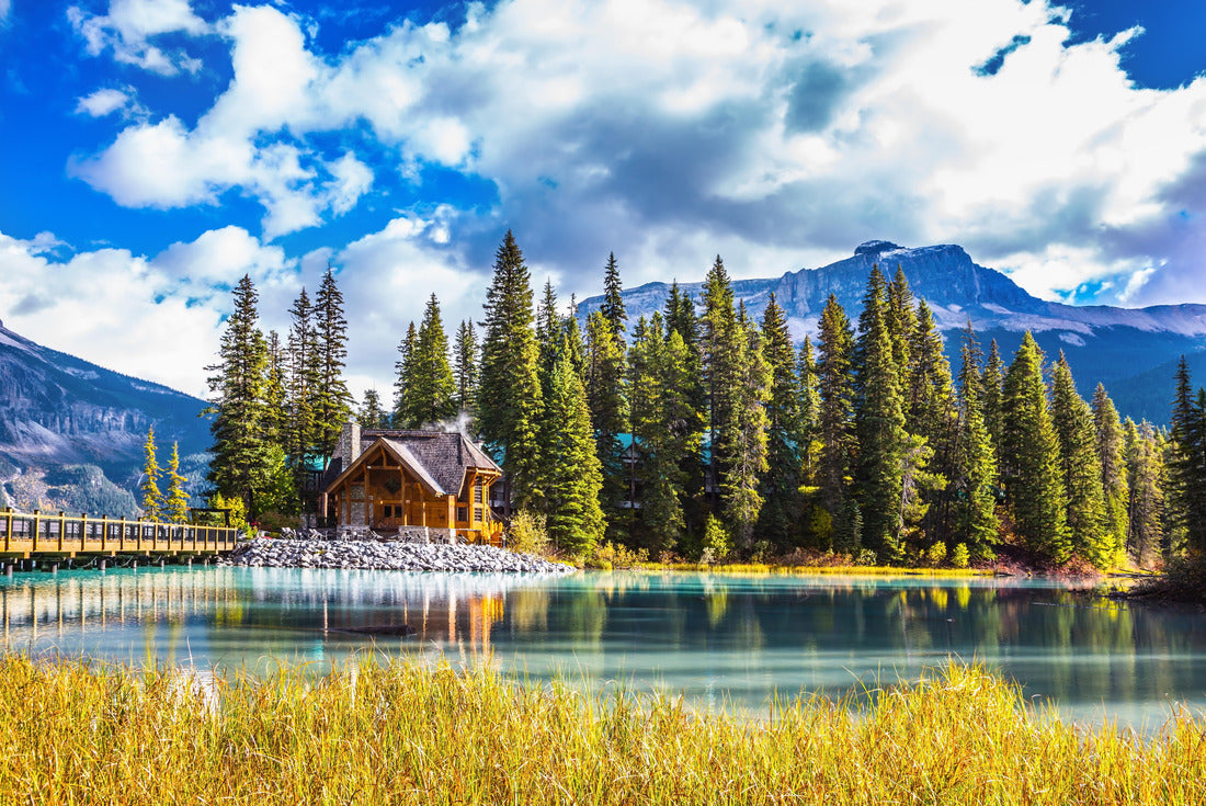 Bridge over Emerald Lake. Camping and coniferous forest. Yoho National Park, Canada 2000pc Puzzle