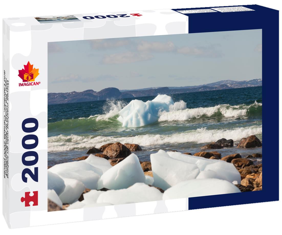 Waves crashing onto an iceberg, near the coast of Newfoundland and Labrador, Canada 2000pc Puzzle