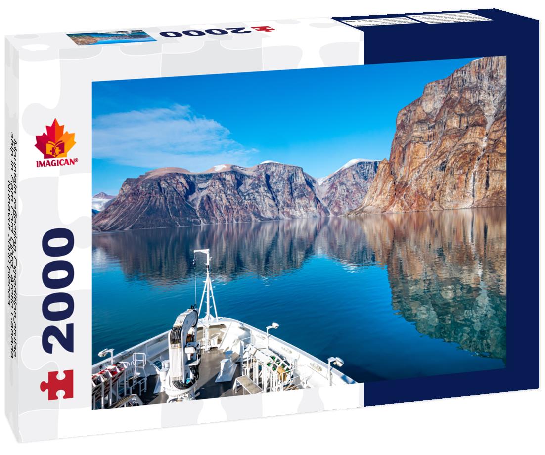 Mountain reflection,Expedition cruise ship in Sam Ford Fjord, Arctic Canada, Nunavut 2000pc Puzzle