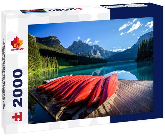 ImagiCan Jigsaw Puzzle Red kayaks on Emerald Lake in the Canadian Rockies, Yoho National Park, Alberta, Canada 2000 pieces