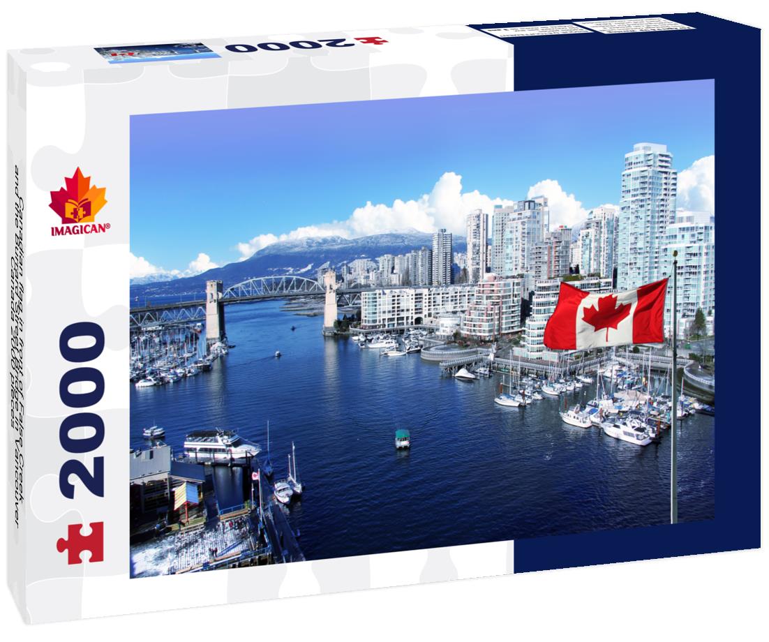 Canadian flag in front of False Creek and the Burrard Street Bridge in Vancouver, Canada 2000pc Puzzle