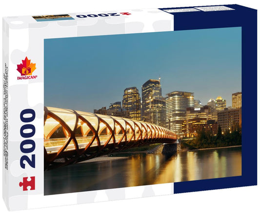 ImagiCan Jigsaw Puzzle Calgary cityscape with Peace Bridge and downtown skyscrapers in Alberta at night, Canada 2000 pieces