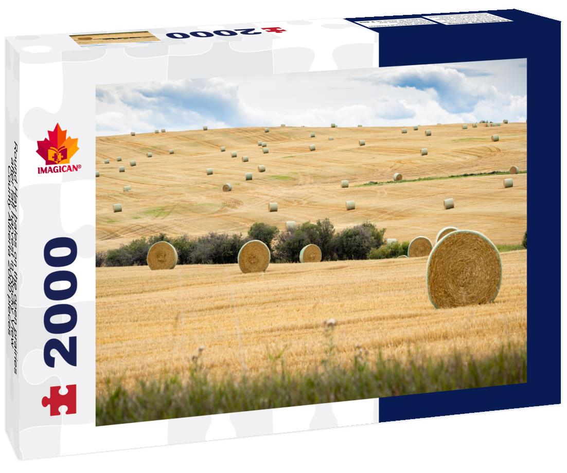 Round Hay bales on the open prairies after fall harvest in Rocky View County Alberta 2000pc Puzzle