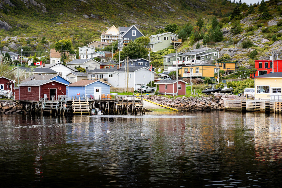 Boat dock scene in a small fishing village in Atlantic in Petty Harbour Newfoundland 2000pc Puzzle