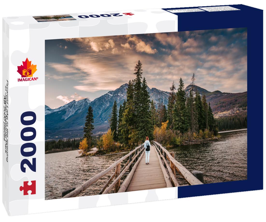 Pyramid Lake in the evening in Jasper National Park, AB 2000pc Puzzle