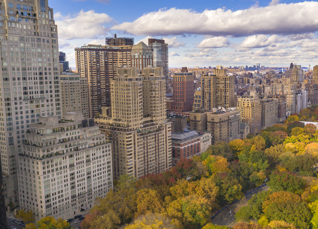 Autumn colors buildings at Central Park West New York City