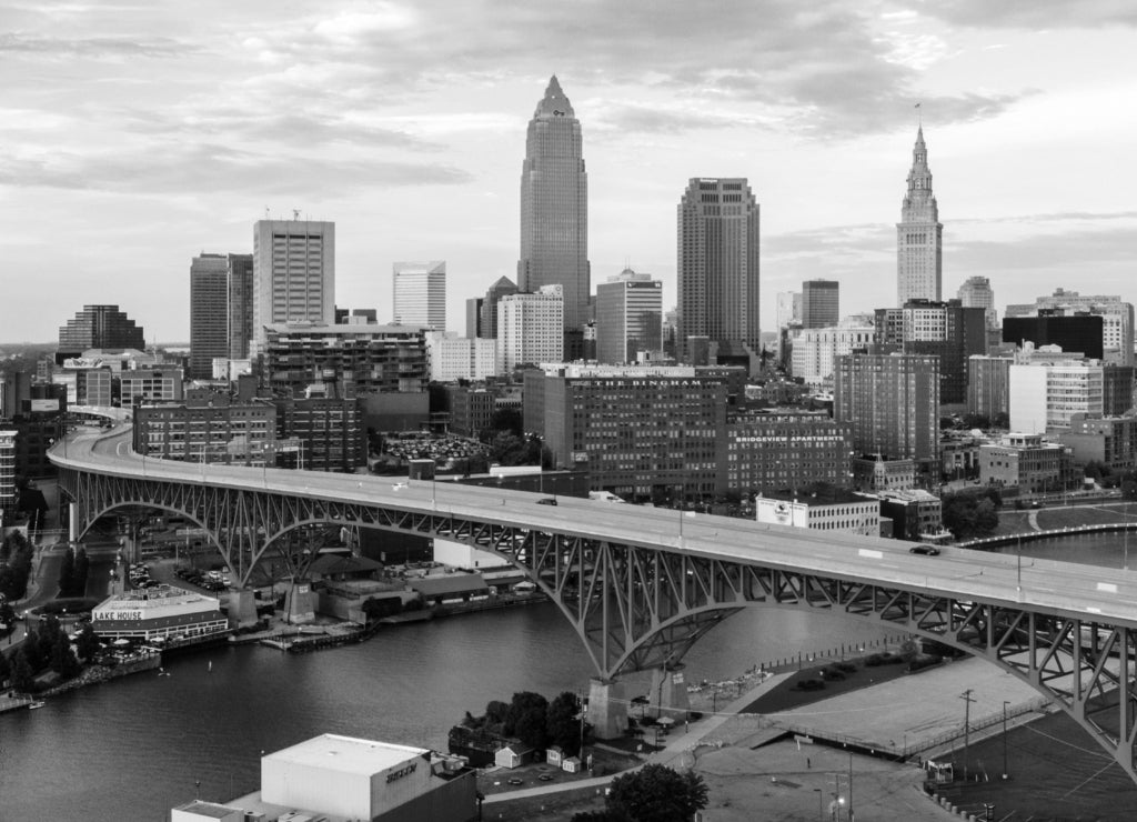 Cleveland Ohio in black white