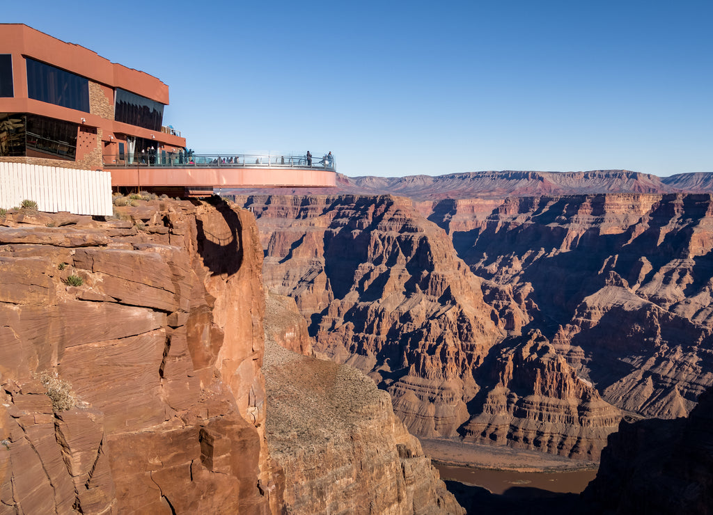 Skywalk glass observation bridge at Grand Canyon West Rim - Arizona, USA