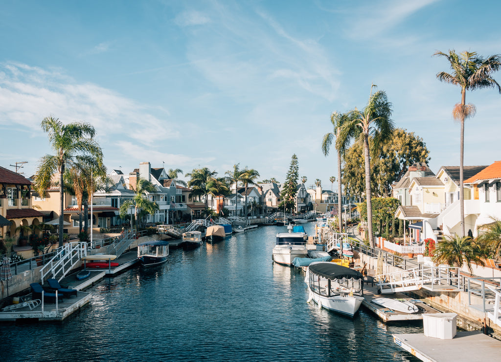 Canal with boats, Naples, Long Beach, California