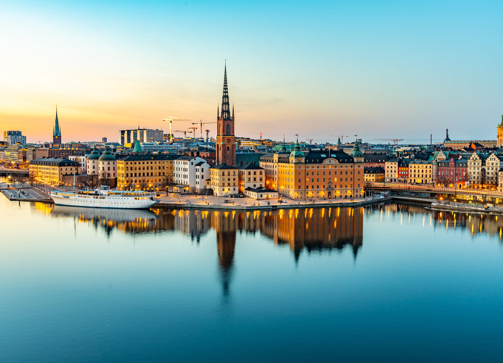 Sunset view of Gamla stan in Stockholm from Sodermalm island, Sweden