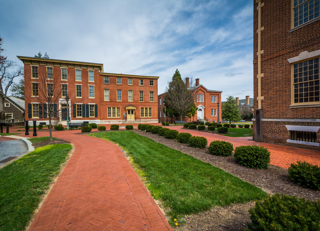Historic brick buildings in downtown Dover, Delaware