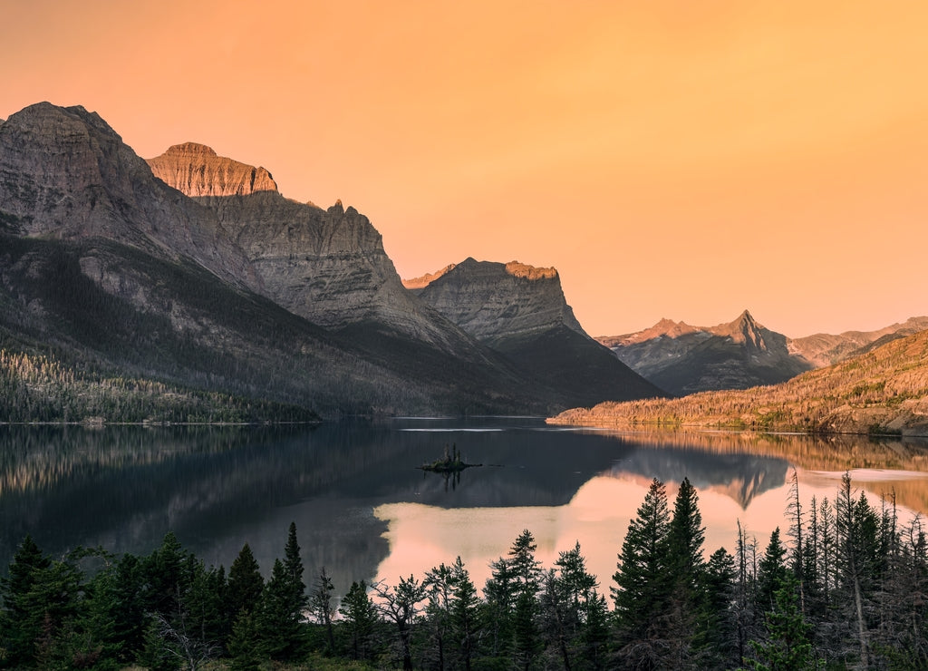 Wild Goose Island on Saint Mary Lake at Glacier National Park in Montana, USA