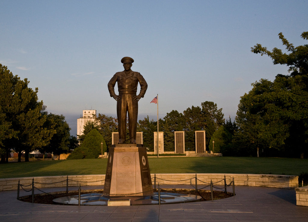United States, Kansas, Abilene. A monument to Dwight Eisenhower, on the grounds of the Eisehower Center