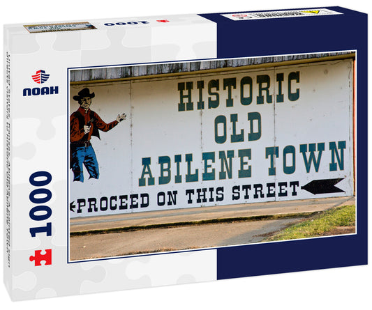 United States, Kansas, Abilene. A painted sign directs visitors to historic Old Abilene Town