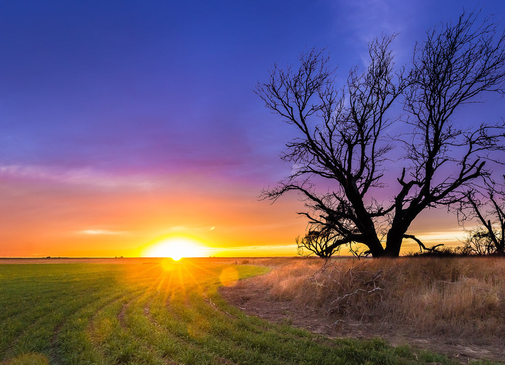 Ellis County, Kansas USA - A spectacular sunset over Western Kansas