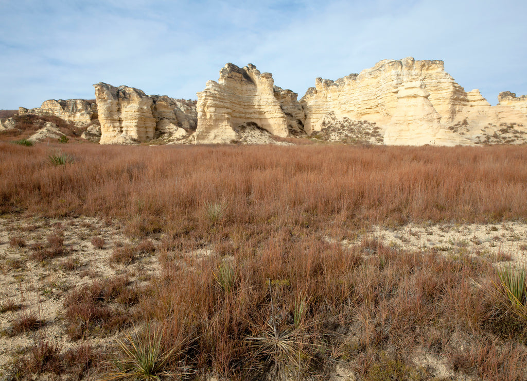 View of the Castle Rock formations in Gove, County, Kansas, US,2017
