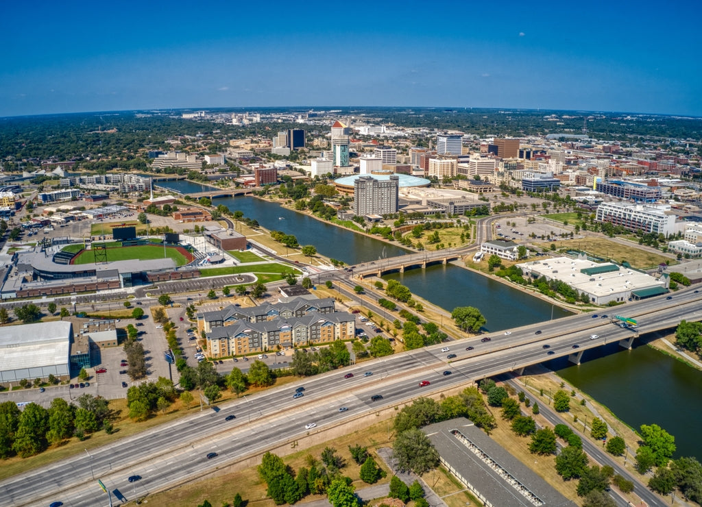 Aerial View of the Population Center of Wichita, Kansas